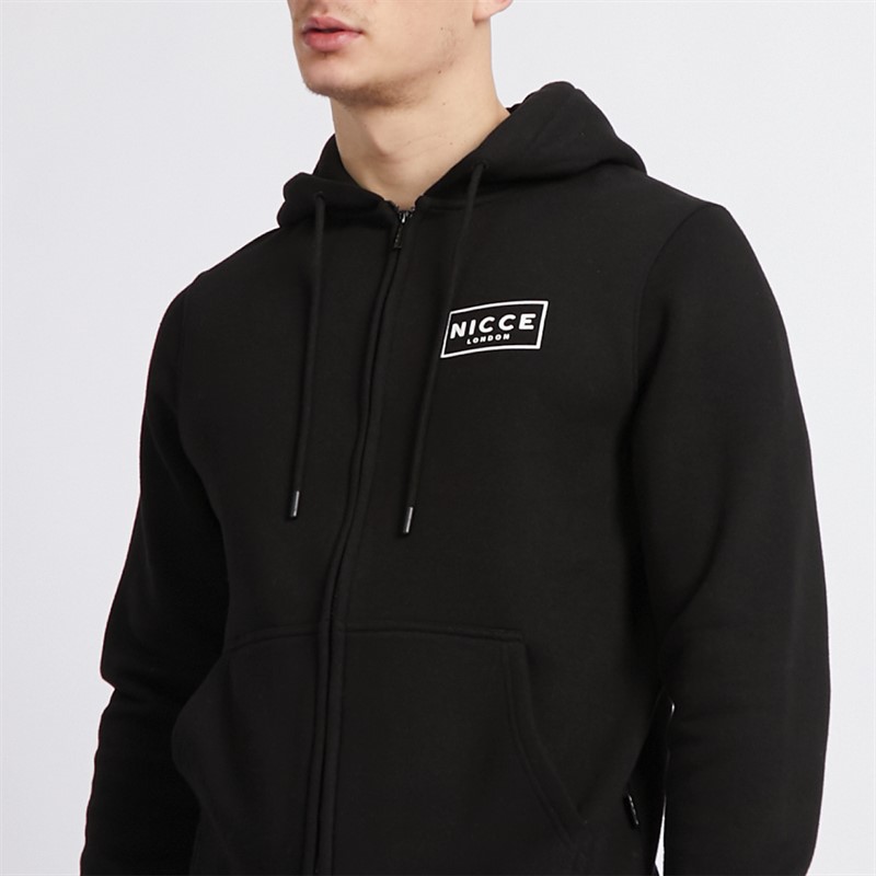 Mens Hontell Zip Through Hoodie Black 3 Mens Hontell Zip Through Hoodie Black