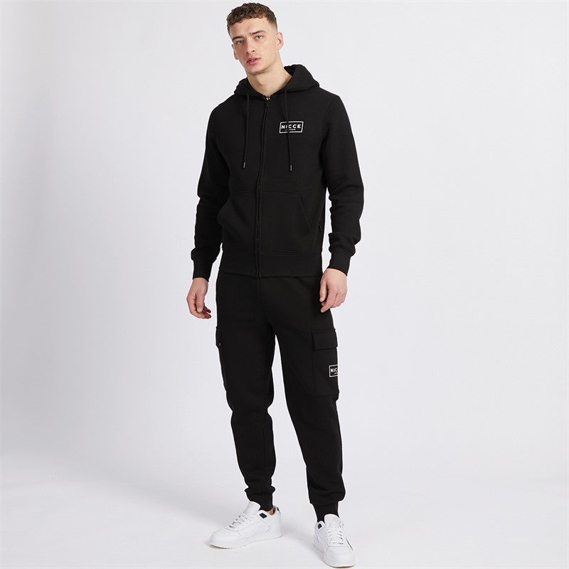 Mens Hontell Zip Through Hoodie Black 4 Mens Hontell Zip Through Hoodie Black