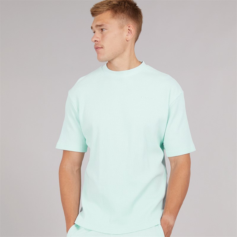 Mens Waffle Textured T-Shirt Ice Blue