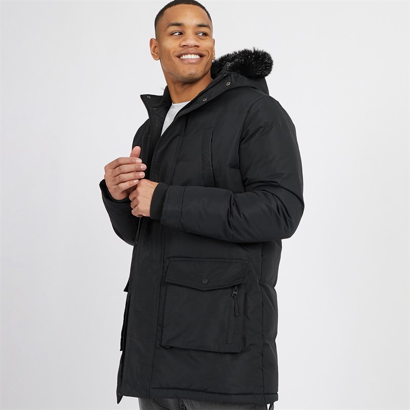 Mens Jethrow Tech Long Length Parka Black