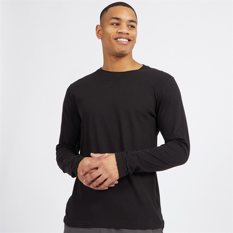 Mens Supreme Crew Neck Long Sleeve T-Shirt Black 1 Mens Supreme Crew Neck Long Sleeve T-Shirt Black