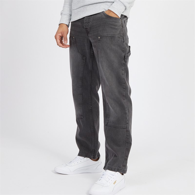 Mens Joiner Carpenter Loose Fit Jeans Grey Wash