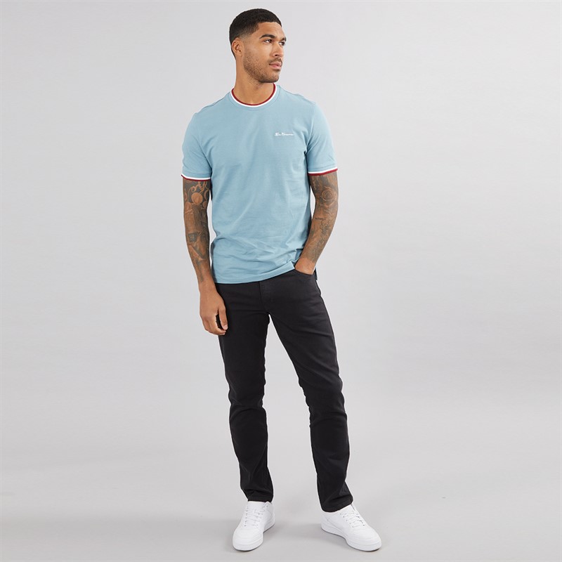 Mens Pique Ringer T-Shirt Petrol 3 Mens Pique Ringer T-Shirt Petrol
