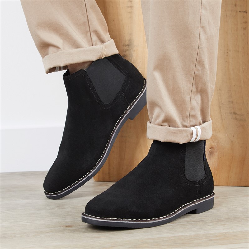 Mens Garcia Suede Chukka Chelsea Boots Black 1 Mens Garcia Suede Chukka Chelsea Boots Black