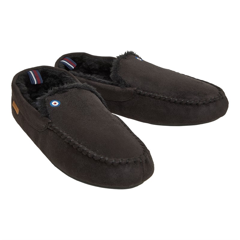 Mens Falstaff Moccasin Slippers Black
