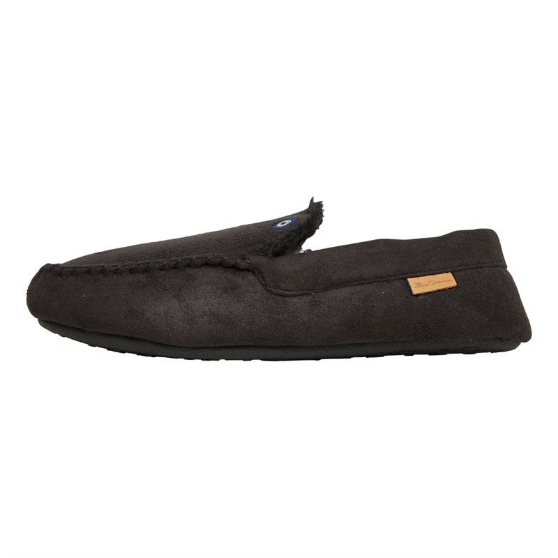Mens Falstaff Moccasin Slippers Black 2 Mens Falstaff Moccasin Slippers Black