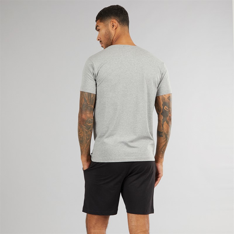 Mens T-Shirt And Shorts Set Grey Marl/Black 2 Mens T-Shirt And Shorts Set Grey Marl/Black