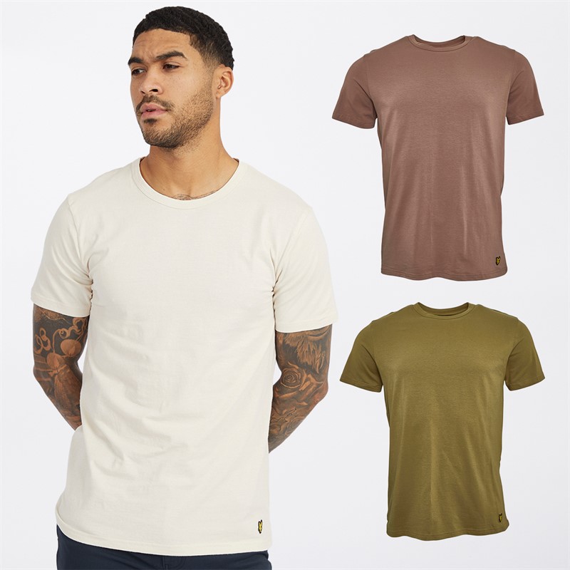 Mens Three Pack Basic T-Shirts Dried Herb/Pumice Stone/Antler 1 Mens Three Pack Basic T-Shirts Dried Herb/Pumice Stone/Antler