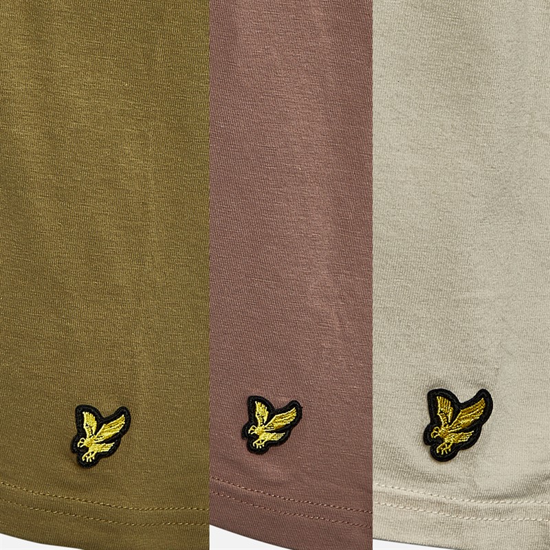 Mens Three Pack Basic T-Shirts Dried Herb/Pumice Stone/Antler 3 Mens Three Pack Basic T-Shirts Dried Herb/Pumice Stone/Antler