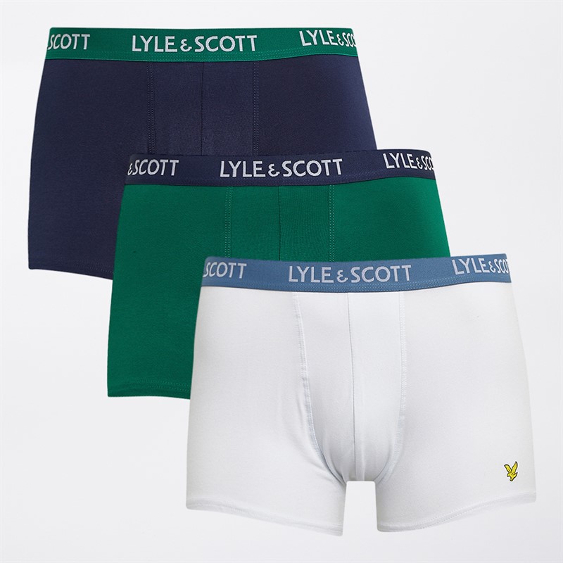 Mens Barclay Three Pack Trunks Peacoat/Evergreen/Bright White