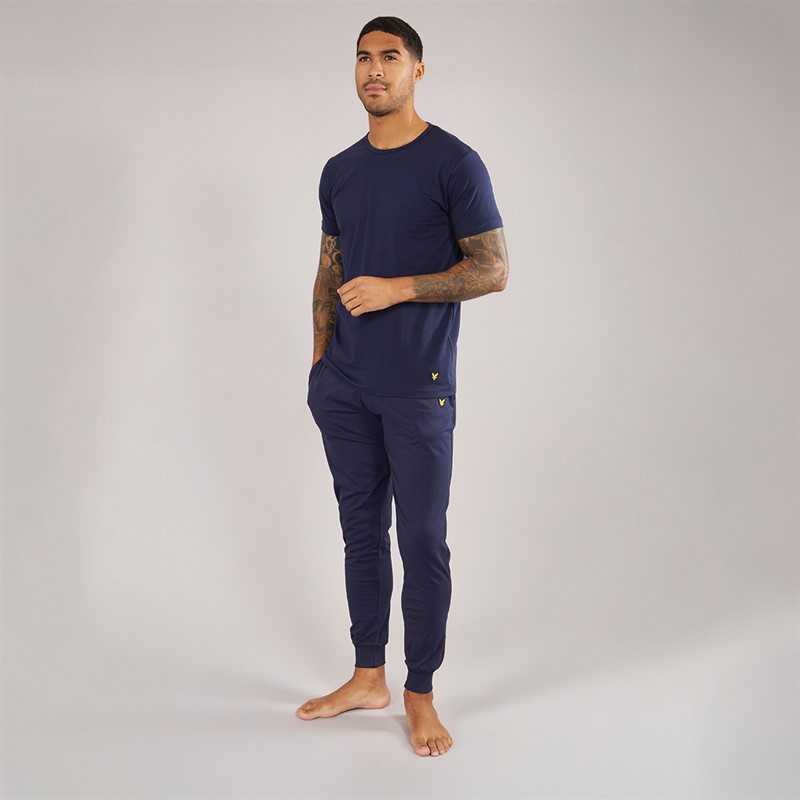 Mens Cash T-Shirt And Jersey Pants Set Peacoat