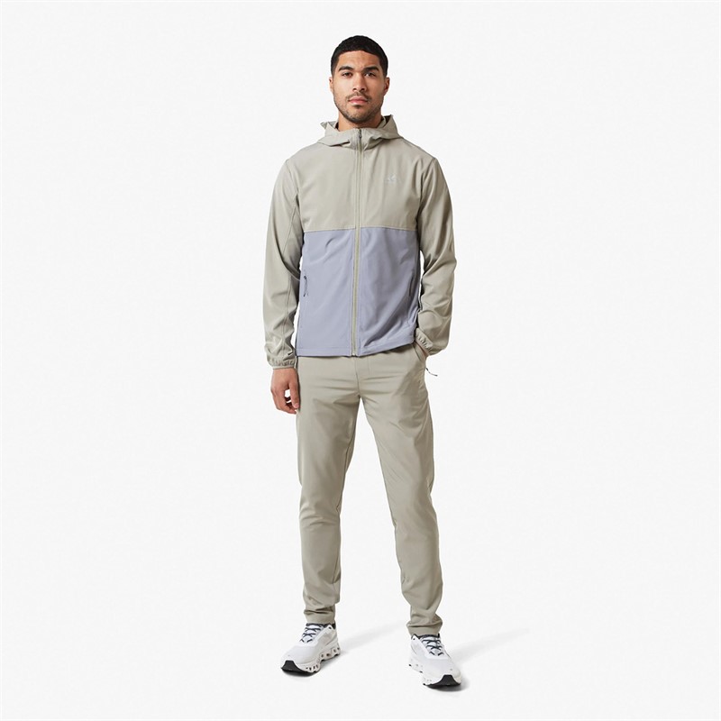 Mens Colour Block Tech Tracksuit Olive/Ice Grey