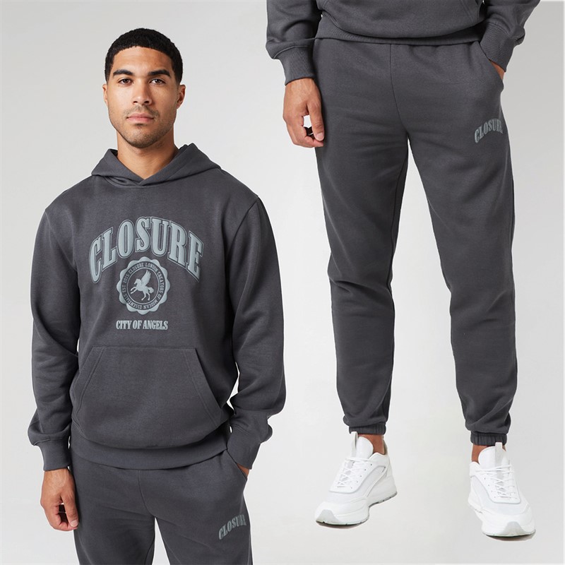 Mens Vintage Varsity Tracksuit Charcoal