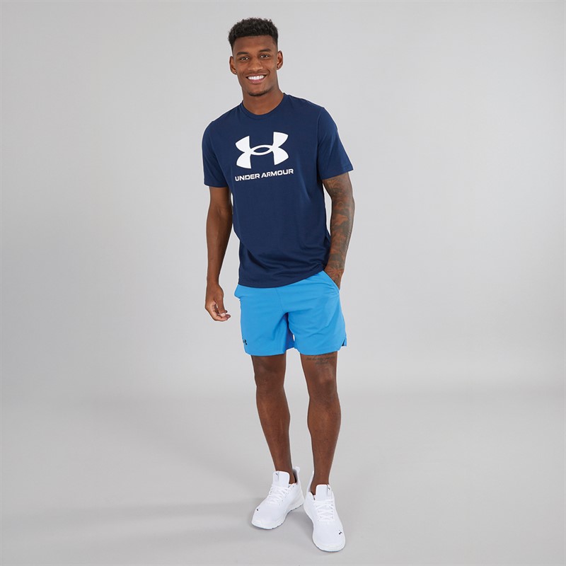 Mens UA Sportstyle Logo Short Sleeve T-Shirt Academy/White 3 Mens UA Sportstyle Logo Short Sleeve T-Shirt Academy/White