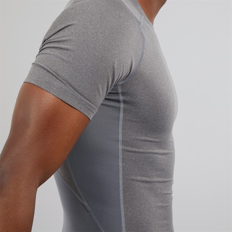 Mens UA HG Heat Gear Armour Compression Short Sleeve Top Carbon Heather/Black 3 Mens UA HG Heat Gear Armour Compression Short Sleeve Top Carbon Heather/Black