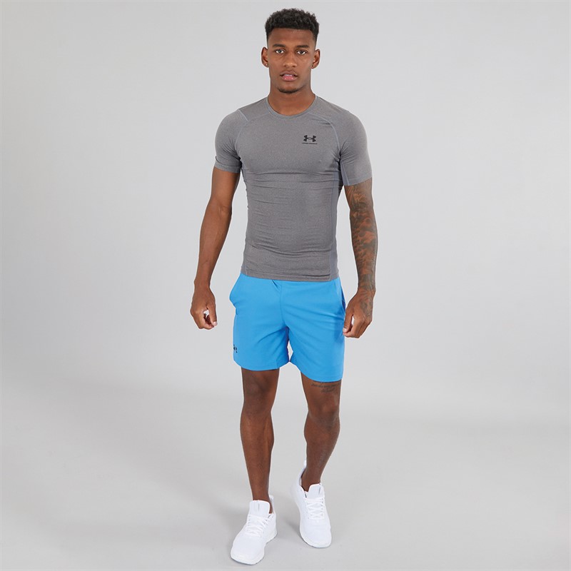 Mens UA HG Heat Gear Armour Compression Short Sleeve Top Carbon Heather/Black 4 Mens UA HG Heat Gear Armour Compression Short Sleeve Top Carbon Heather/Black
