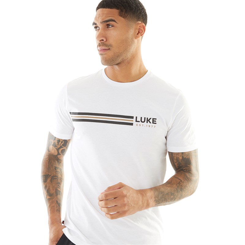 Mens Block Stripe T-Shirt White