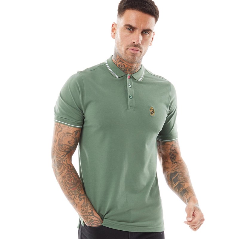 Mens Texas Tip Polo Myrtle/White