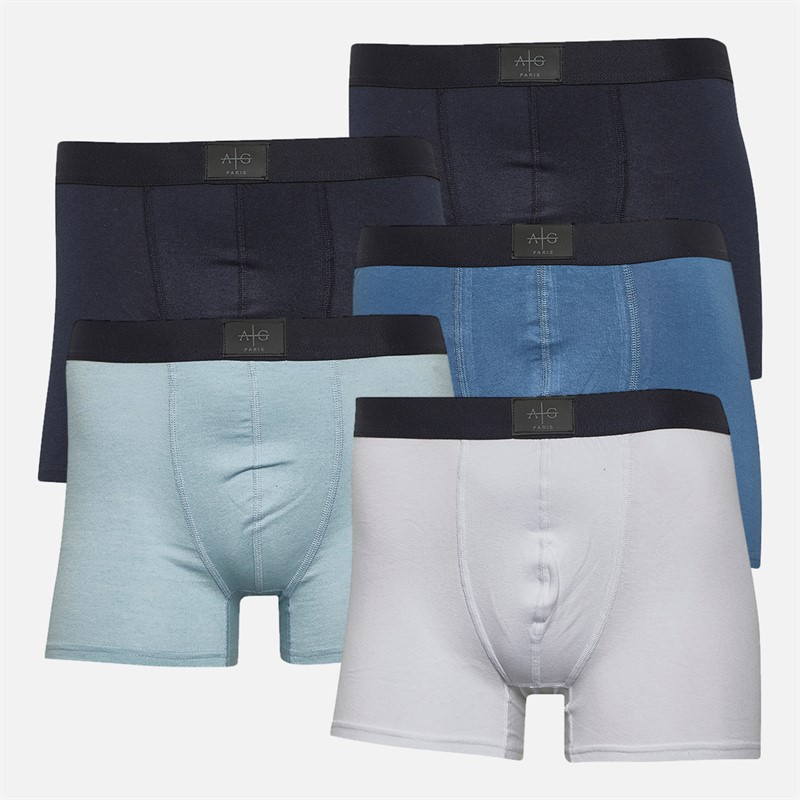 Mens Midnight Five Pack Boxers Navy/Blue/Sky/White/Navy