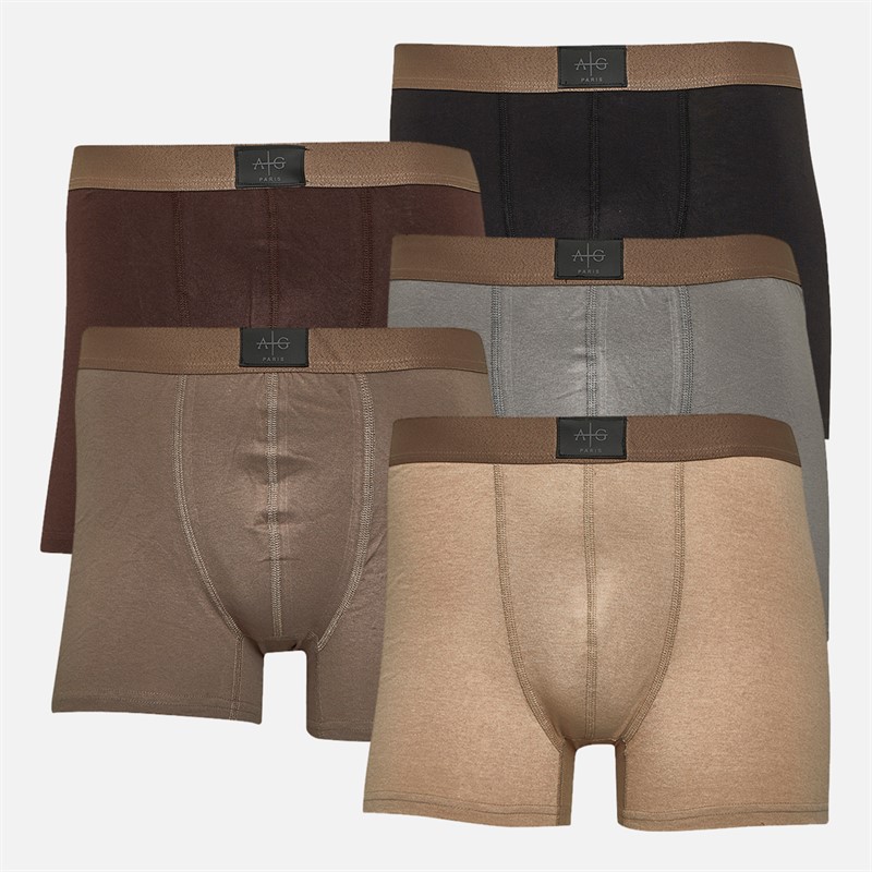 Mens Setts Five Pack Boxers Taupe/Grey/Mink/Black/Chocolate