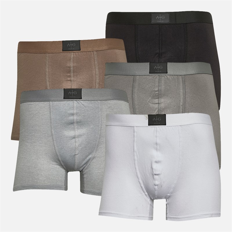 Mens Hoster Five Pack Boxers Mink/Silver/White/Charcoal/Black