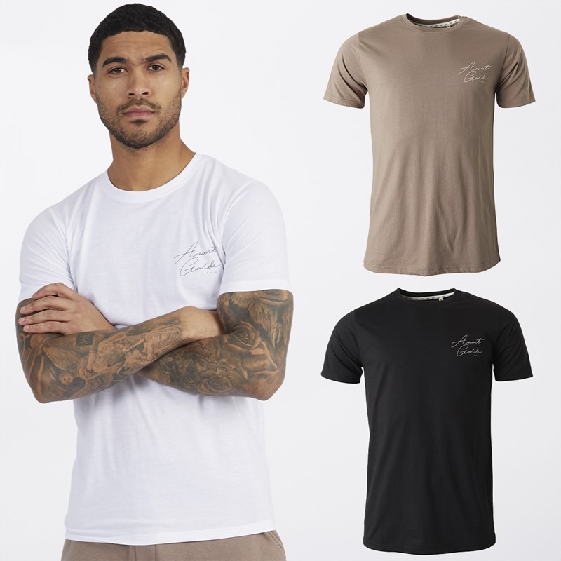 Mens Garron Three Pack T-Shirts Black/White/Mink 1 Mens Garron Three Pack T-Shirts Black/White/Mink