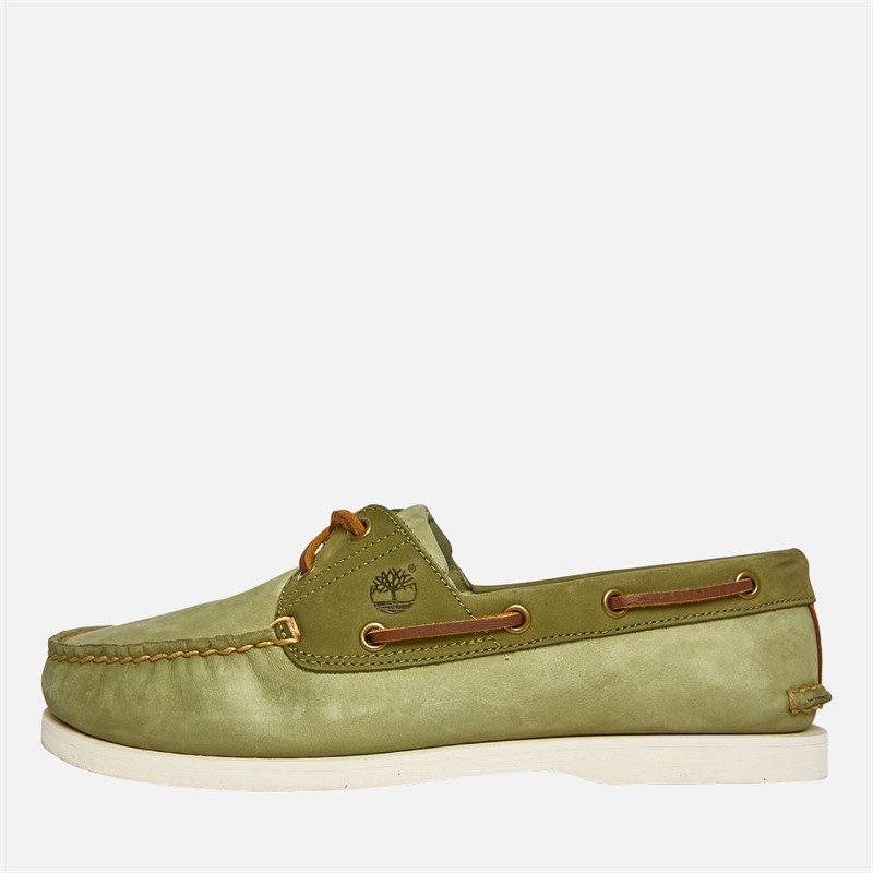 Mens Classic Leather Boat Shoes Light Green Nubuck 1 Mens Classic Leather Boat Shoes Light Green Nubuck