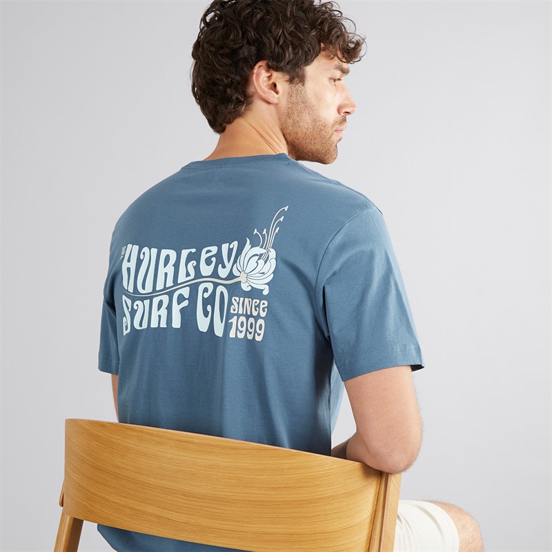 Mens Sea Graphic T-Shirt Grey/Navy