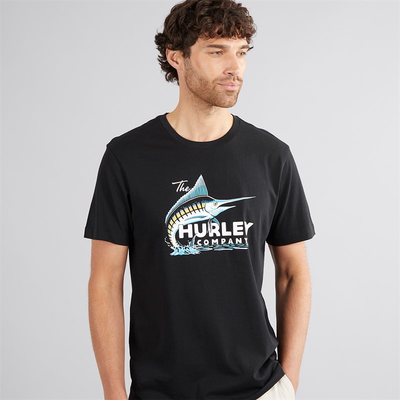 Mens Morning Fish Graphic T-Shirt Black