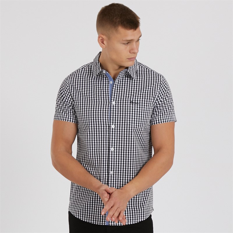 Mens Esher Short Sleeve Shirt Black/White 1 Mens Esher Short Sleeve Shirt Black/White