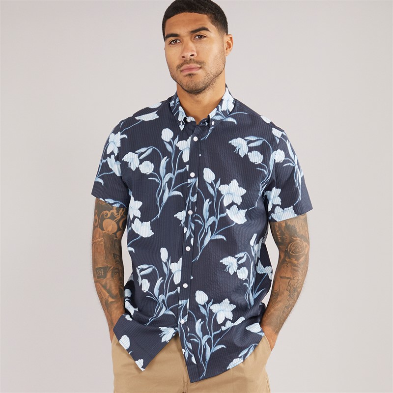 Mens Stone Short Sleeve Shirt Navy