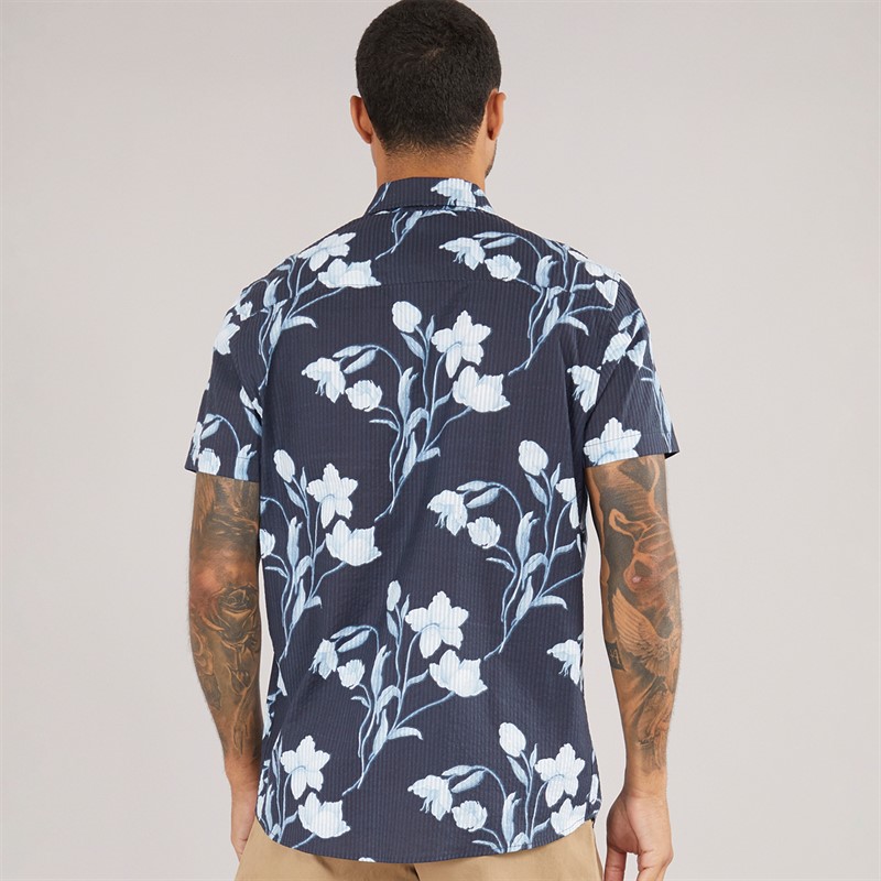 Mens Stone Short Sleeve Shirt Navy 2 Mens Stone Short Sleeve Shirt Navy