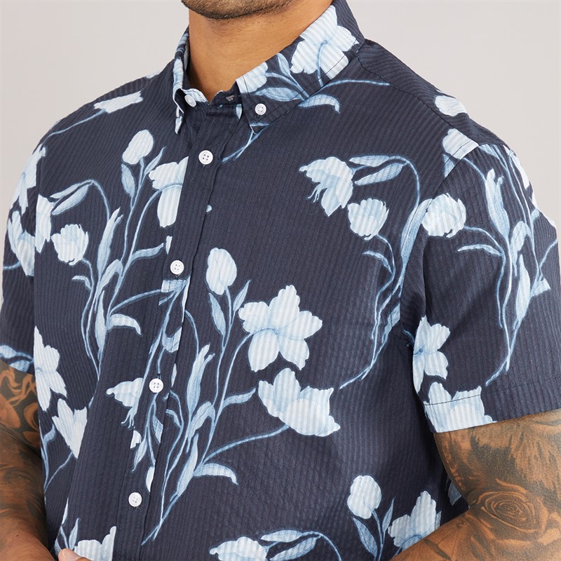 Mens Stone Short Sleeve Shirt Navy 3 Mens Stone Short Sleeve Shirt Navy