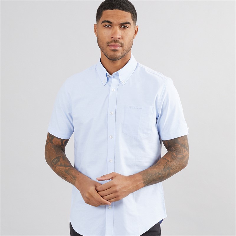 Mens Short Sleeve Oxford Shirt Sky 1 Mens Short Sleeve Oxford Shirt Sky