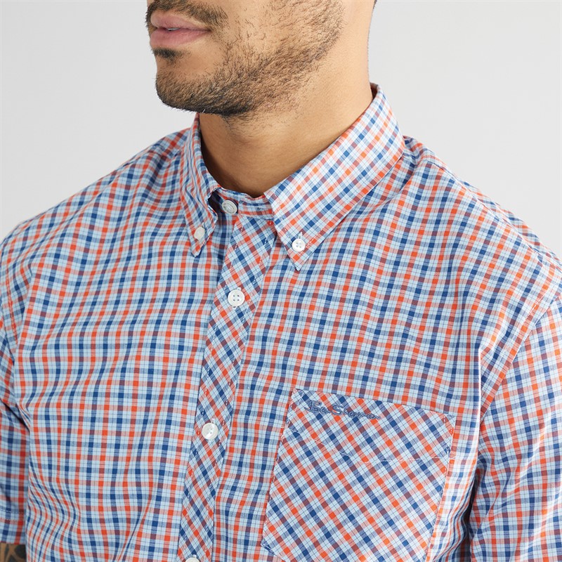 Mens House Check Short Sleeve Shirt Pale Blue 3 Mens House Check Short Sleeve Shirt Pale Blue