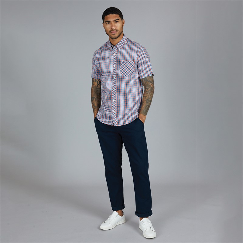 Mens House Check Short Sleeve Shirt Pale Blue 4 Mens House Check Short Sleeve Shirt Pale Blue