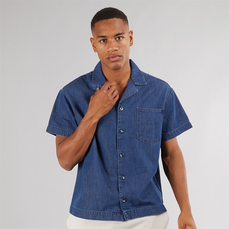 Mens Boxy Denim Shirt Indigo Blue 1 Mens Boxy Denim Shirt Indigo Blue