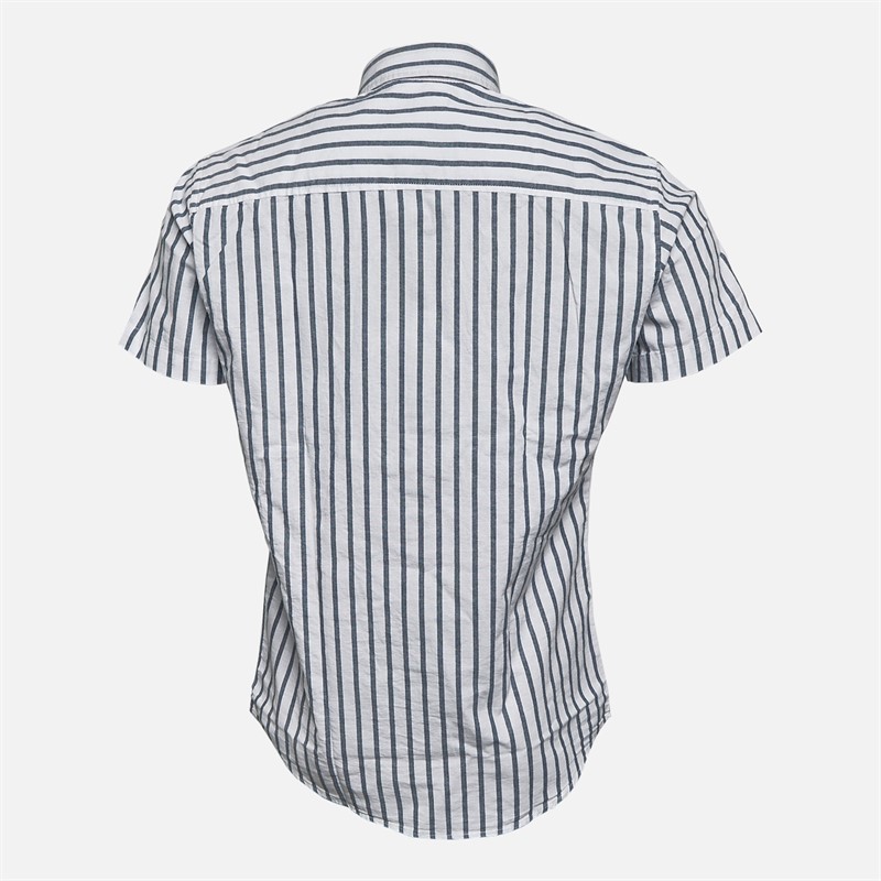 Mens Short Sleeve Oxford Stripe Shirt Ensign Blue 2 Mens Short Sleeve Oxford Stripe Shirt Ensign Blue