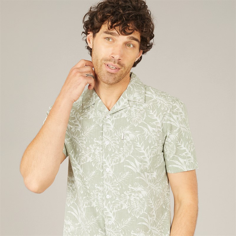 Mens Paraiso AOP Short Sleeve Shirt Green