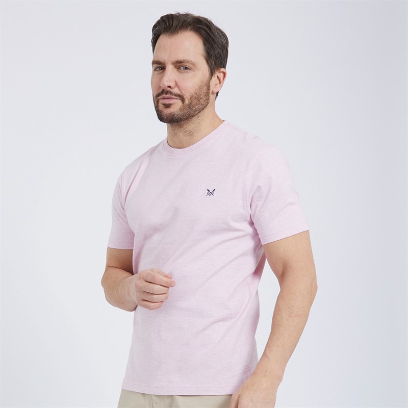 Mens Round Neck T-Shirt Pink Lady Marl