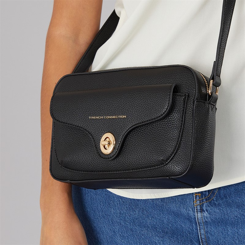 Womens Buckle Cross Body Bag Black