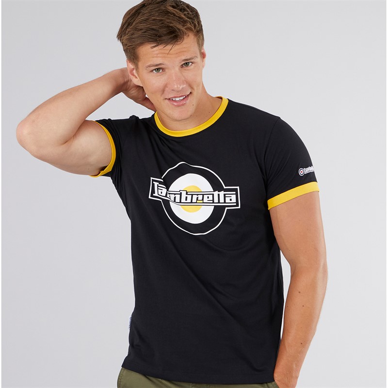 Mens Logo Ringer T-Shirt Black/Gold