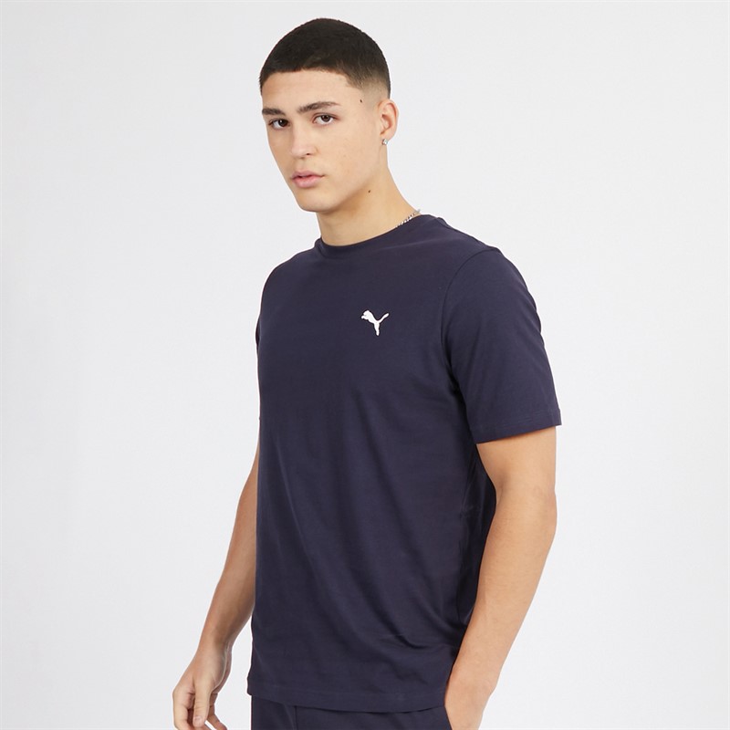 Mens Essentials Small Logo T-Shirt New Navy