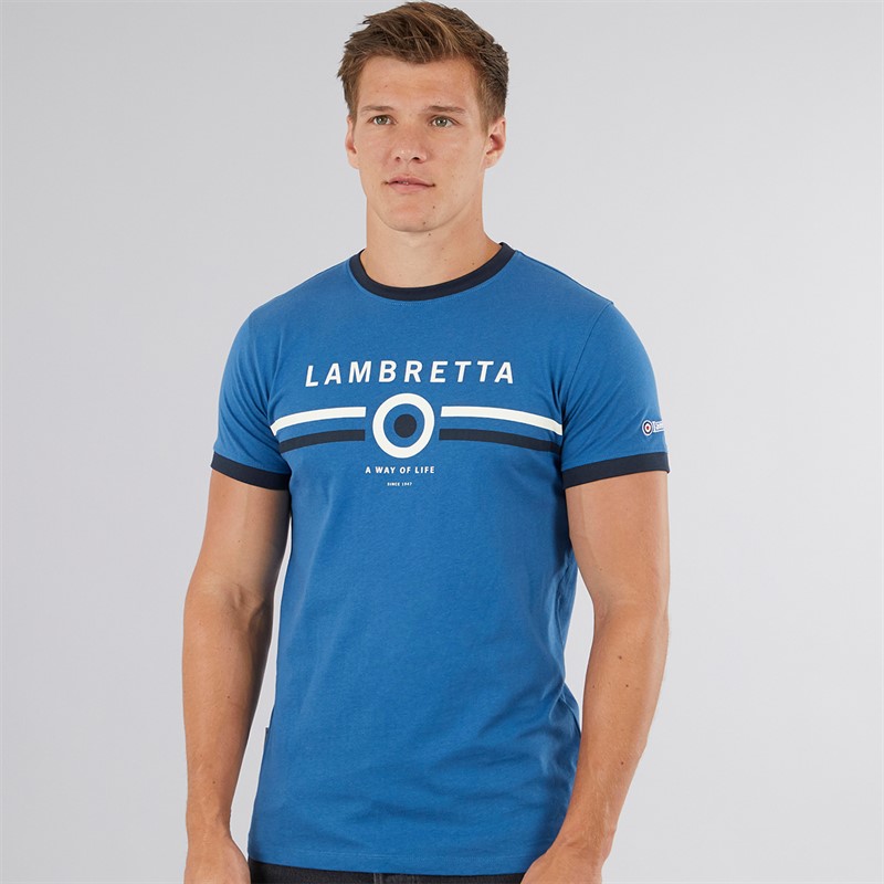 Mens Target Ringer T-Shirt Dark Blue