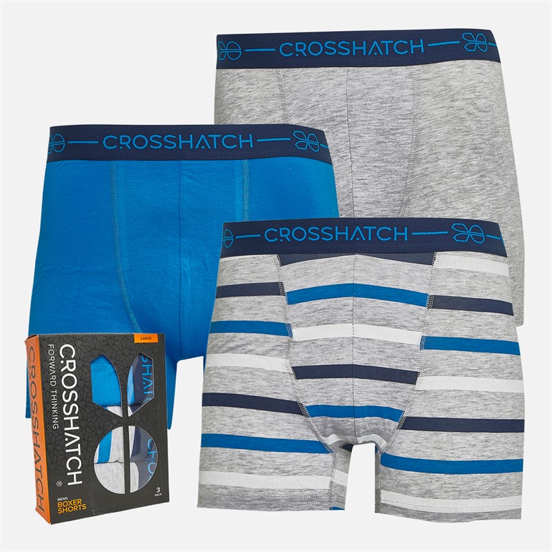 Mens Avocet Three Pack Boxer Shorts Blue