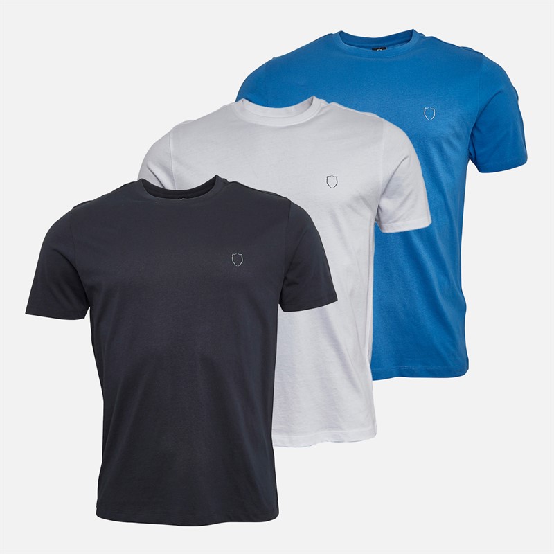 Mens Rackenford Three Pack T-Shirts Navy/Cobalt Blue/White