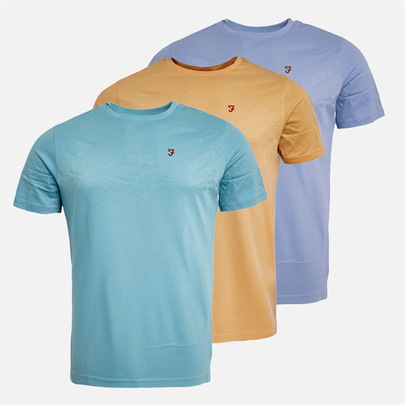 Mens Silaso Three Pack T-Shirts Lavender/Sky/Peach