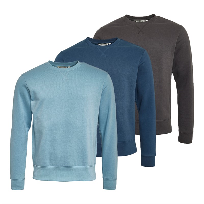 Mens Three Pack Fleece Sweatshirts Denim Blue/Magnet/Sky Blue