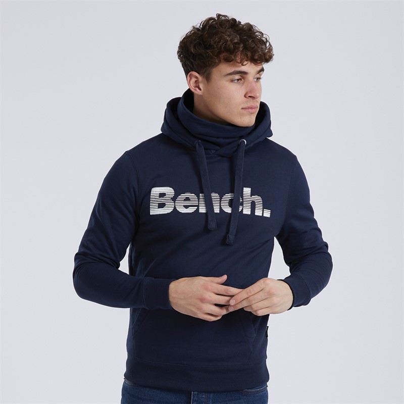 Mens Woosh Snood Neck Hoodie Navy