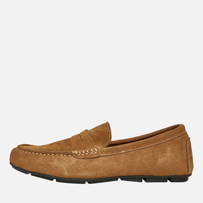 Mens Suede Driving Loafers Tan